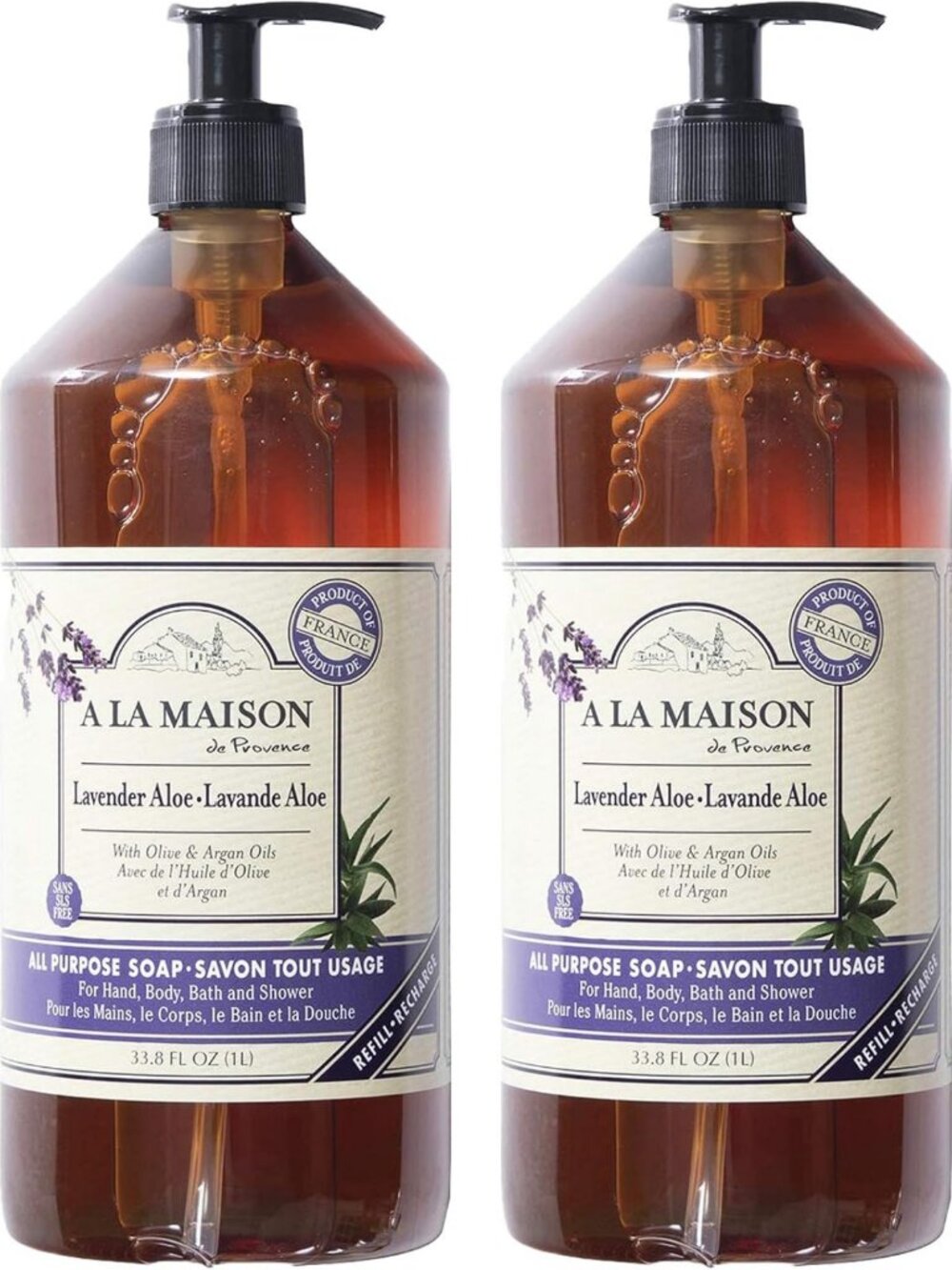 Lavender Aloe Liquid Hand Soap - Triple Milled Natural Moisturizing 33.8oz (2